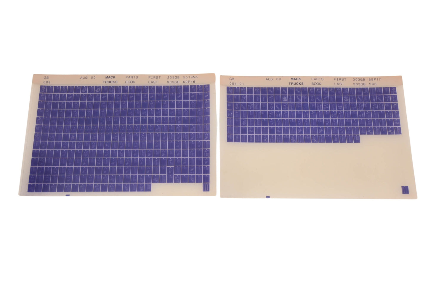 Mack GB004, GB004-01 Parts Book 239GB5519M5 - 303GB596 Microfiche Lot of 2 NOS