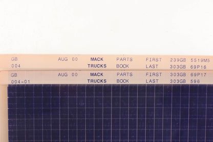Mack GB004, GB004-01 Parts Book 239GB5519M5 - 303GB596 Microfiche Lot of 2 NOS