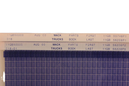 Mack 11GB50000 018, 11GB50000 018-01 Parts Book 11GB55746P1 -11GB56228P5 Microfiche Lot of 2 NOS