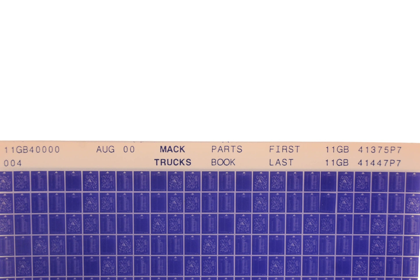 Mack 11GB40000 004 Parts Book 11GB41375P7 - 11GB41447P7 Microfiche NOS
