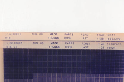 Mack 11GB10000 016, 11GB10000 016-01 Parts Book 11GB16517 - 11GB16924 Microfiche Lot of 2 NOS