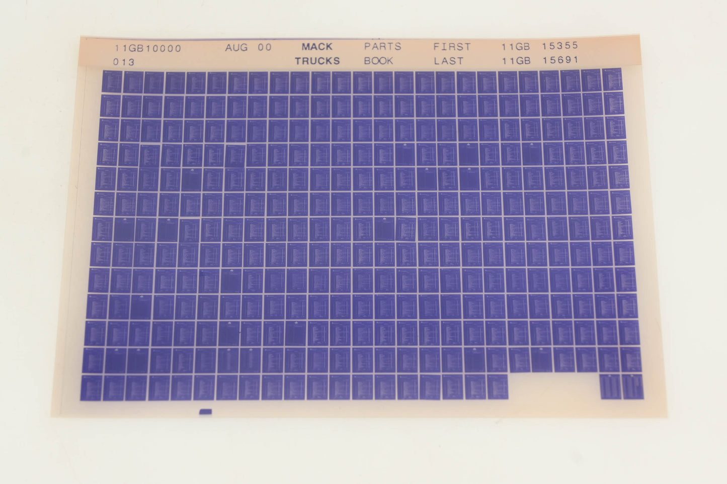 Mack 11GB10000 013 Parts Book 11GB15355 -11GB15691 Microfiche NOS