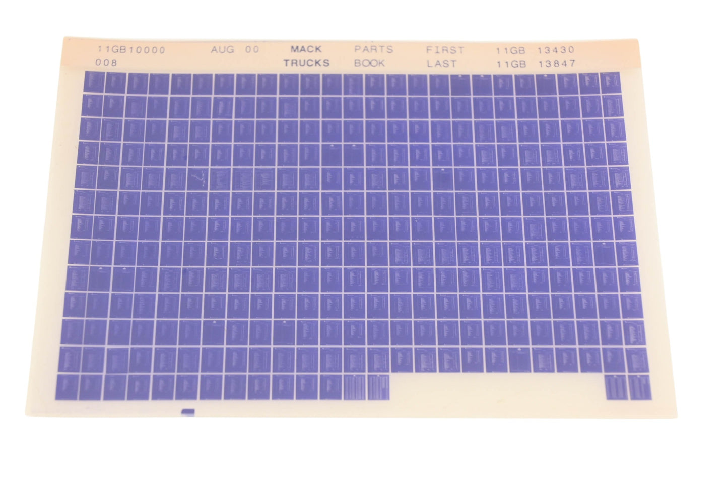 Mack 11GB10000 008 Parts Book 11GB13430 - 11GB13847 Microfiche NOS