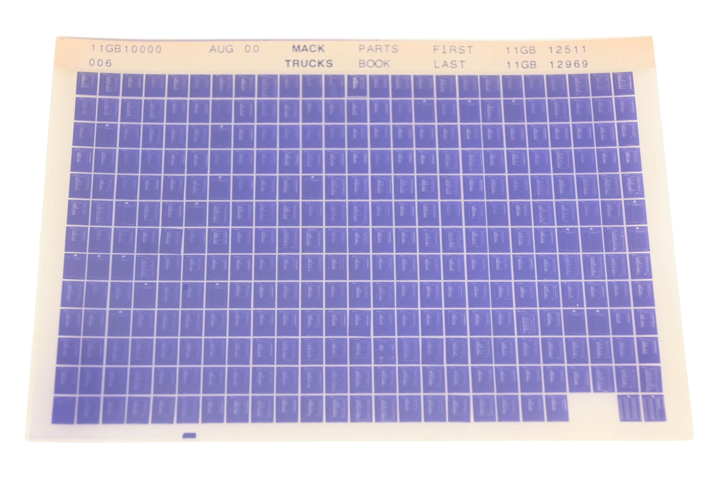 Mack 11GB10000 006 Parts Book 11GB12511 - 11GB12969 Microfiche NOS