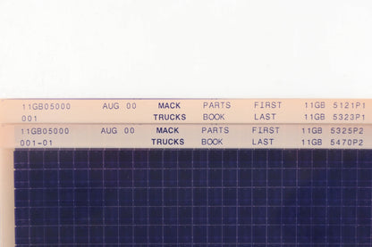 Mack 11GB05000 001, 11GB05000 001-01 Parts Book 11GB5323P1 - 11GB5470P2 Microfiche Lot of 2 NOS