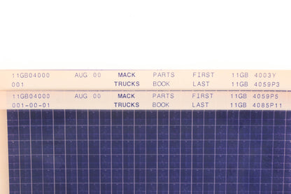 Mack 11GB04000 001, 11GB04000 001-00-01 Parts Book 11GB4003Y - 11GB4085P11 Microfiche Lot of 2 NOS