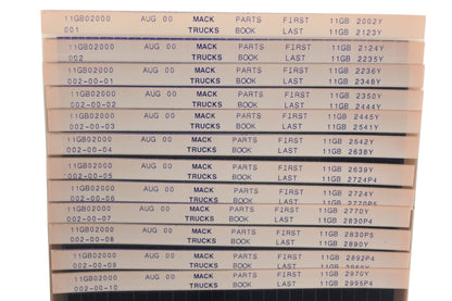 Mack 11GB02000 001, 11GB02000 002, 11GB02000 002-00-10 Parts Book 11GB2002Yy -11GB2995P4 Microfiche Lot of 12 NOS