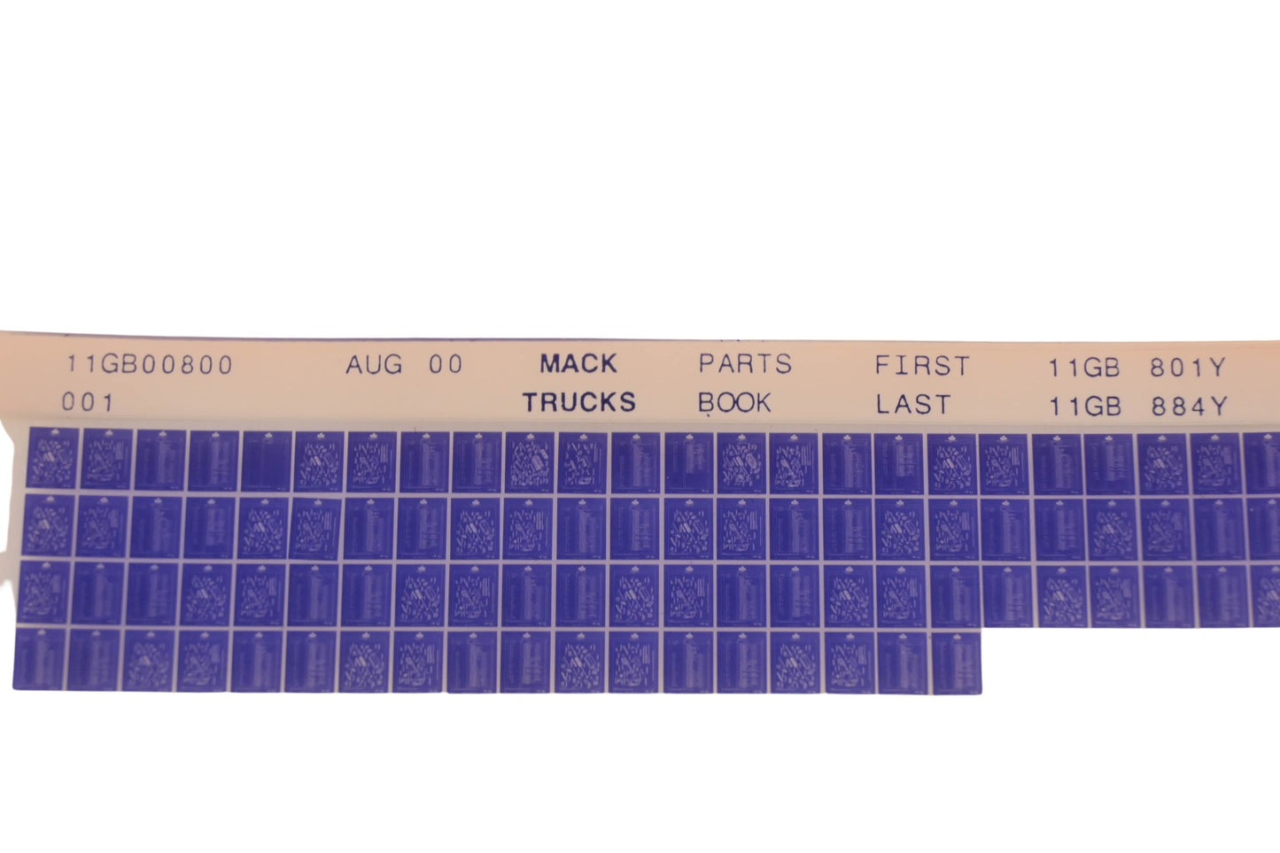 Mack 11GB00800 001 Parts Book 11GB801Y - 11GB884Y Microfiche NOS