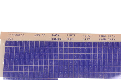 Mack 11GB00700 001 Parts Book 11GB701Y - 11GB798Y Microfiche NOS