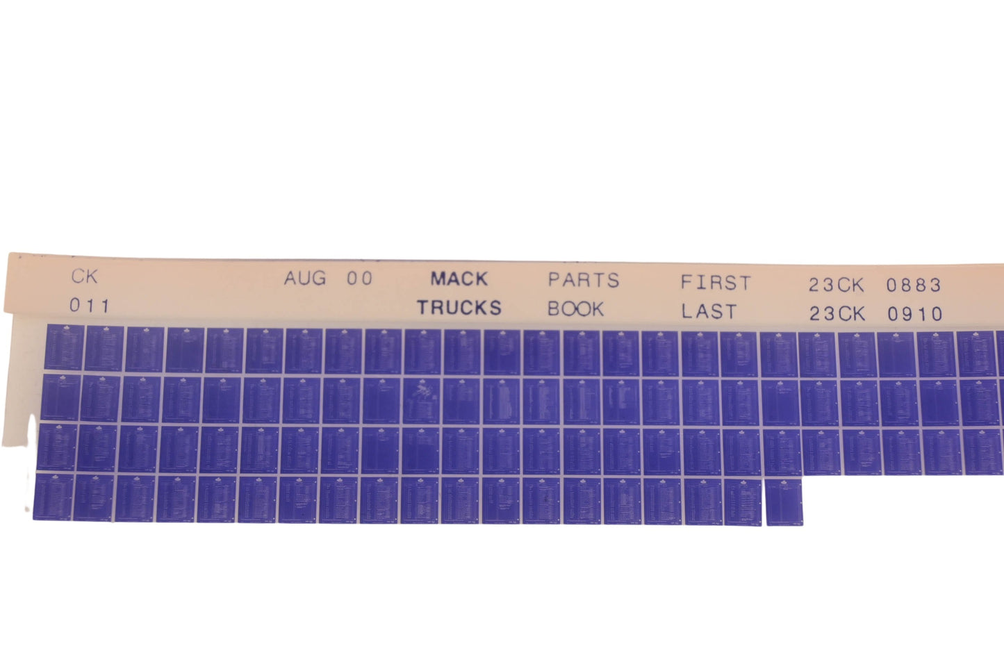 Mack CK011 Parts Book 23CK0883 - 23CK0910 Microfiche NOS
