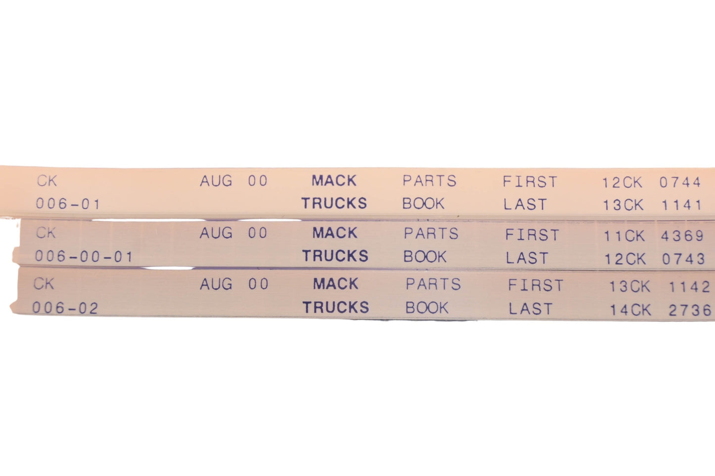 Mack CK006-01, CK006-00-01, CK006-02 Parts Book 11CK4369 - 14CK2736 Microfiche Lot of 3 NOS
