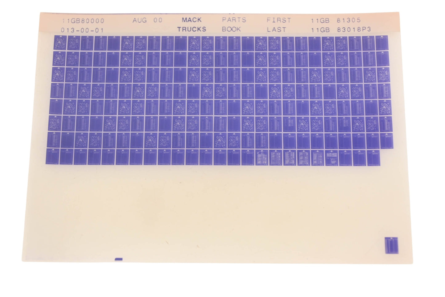 Mack 11GB80000 013-00-01 Parts Book 11GB81305 - 11GB83018P3 Microfiche NOS