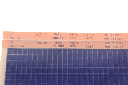 Mack MB002-06, MB002-06-01 Parts Book 1MB761P24 - 1MB778P13 Microfiche Lot of 2 NOS