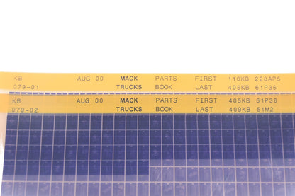 Mack KB079-01, KB079-02 Parts Book 110KB228AP5 - 409KB51M2 Microfiche Lot of 2 NOS