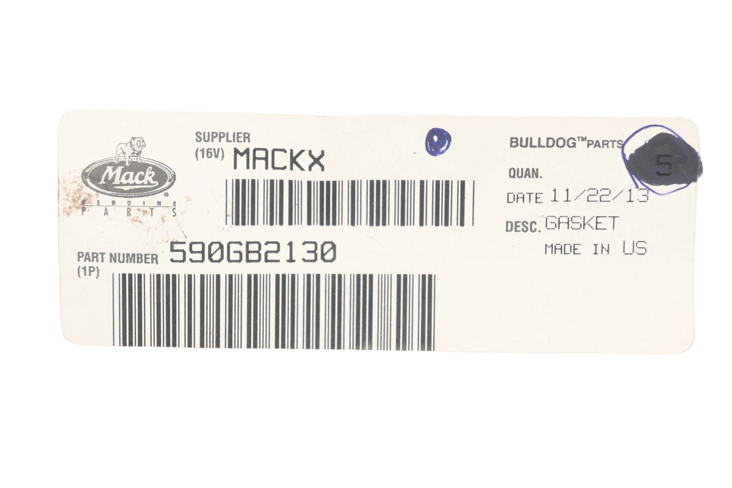 Mack 590GB2130, 20705991 Gasket NOS