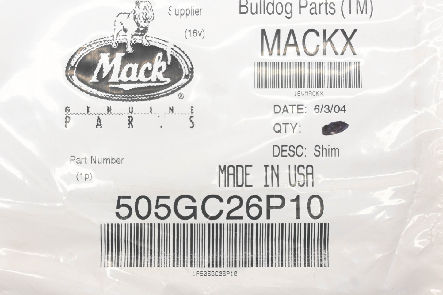 Mack 505GC26P10 Upper Rear Cylinder Sleeve Shoulder Shim NOS