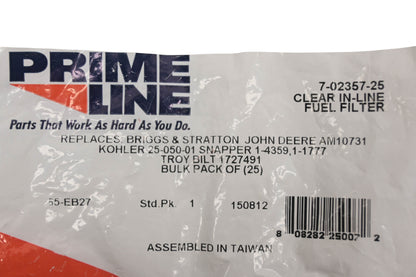 Prime Line 7-02357-25, AM10731, 25-050-01 In-Line Fuel Filter NOS