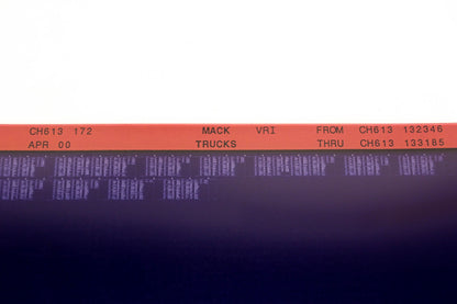 Mack CH613 172, 0 CH613 132346 - CH613133185 VRI Microfiche NOS