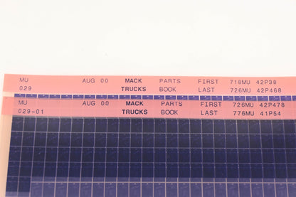 Mack MU029, MU029-01 Parts Book 718MU43P38 - 776MU41P54 Microfiche Lot of 2 NOS