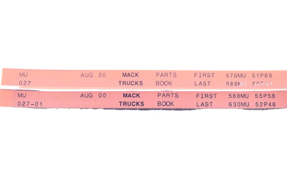 Mack MU027, MU027-01 Parts Book 576MU51P69 - 630MU52P48 Microfiche Lot of 2 NOS
