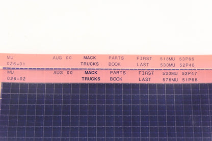 Mack MU026-01, MU026-02 Parts Book 5189MU53P66 - 576MU51P68 Microfiche Lot of 2 NOS