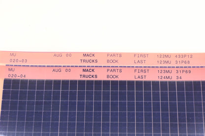 Mack MU020-03, MU020-04 Parts Book 122MU433P12 - 124MU34 Microfiche Lot of 2 NOS