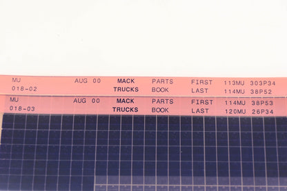 Mack MU018-02, MU018-03 Parts Book 113MU303P34 - 120MU26P34 Microfiche Lot of 2 NOS
