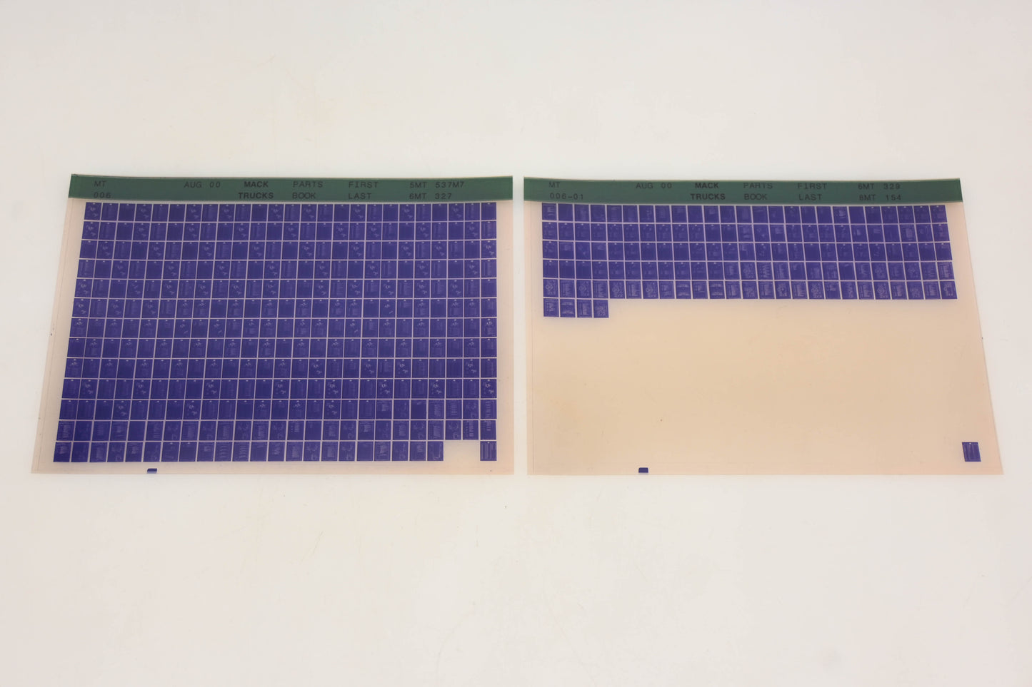 Mack MT006, MT006-01 Parts Book 5MT537M7 - 8MT154 Microfiche Lot of 2 NOS
