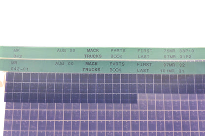 Mack MR042, MR042-01 Parts Book 75MR38P10 -101MR31 Microfiche Lot of 2 NOS
