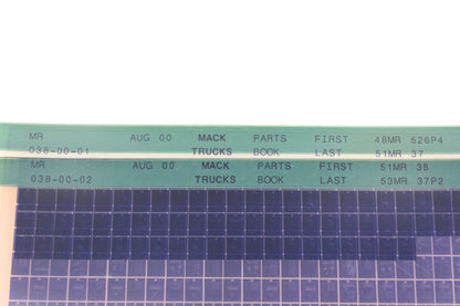 Mack MR038-00-01, MR038-00-02 Parts Book 48MR526P4 - 53MR37P2 Microfiche Lot of 2 NOS