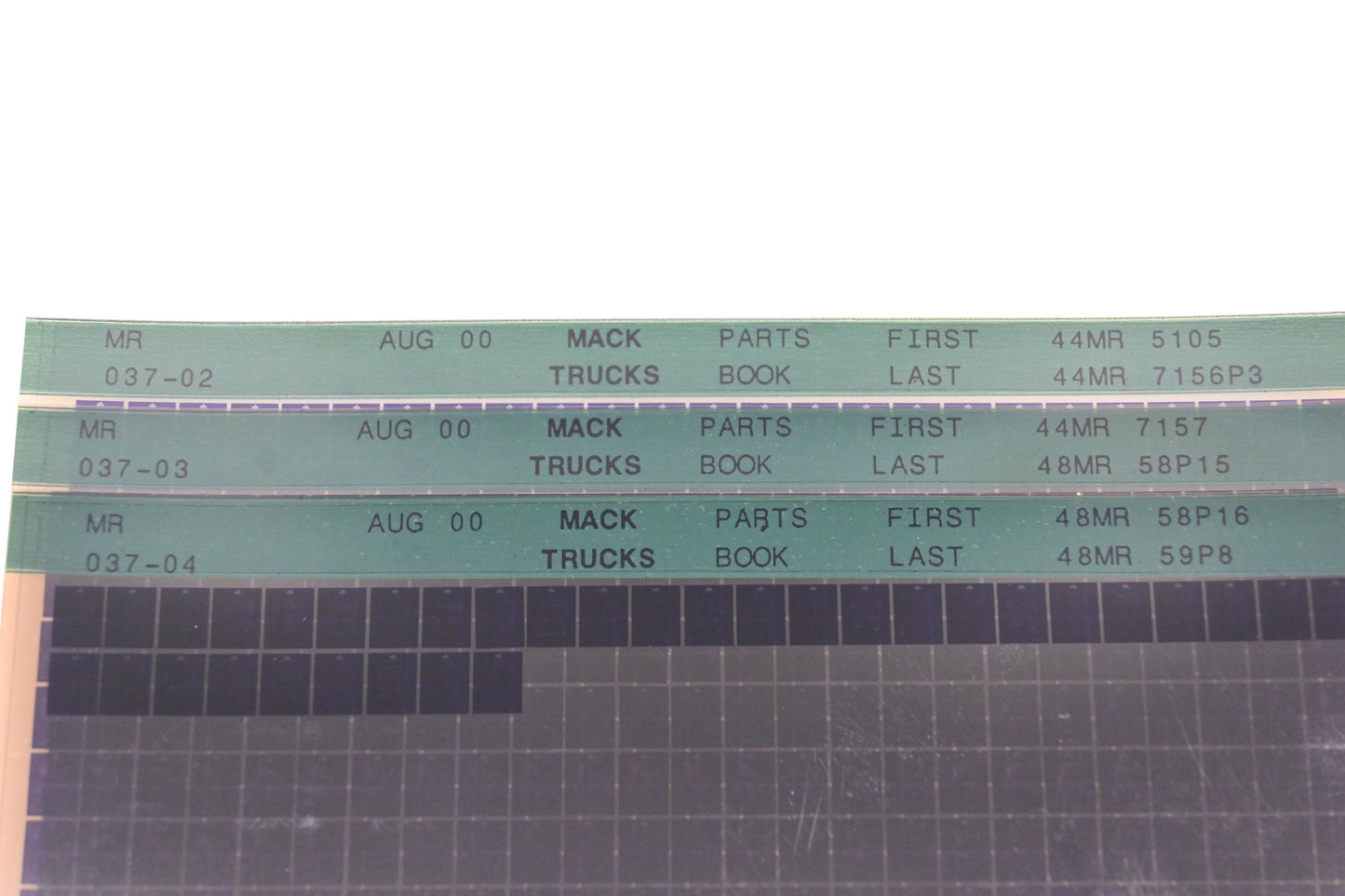 Mack MR037-02, MR037-03, MR037-04 Parts Book 44MR5105 -48MR59P8 Microfiche Lot of 3 NOS