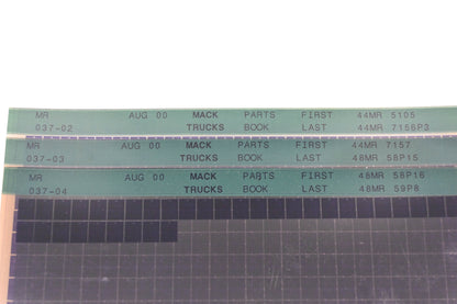 Mack MR037-02, MR037-03, MR037-04 Parts Book 44MR5105 -48MR59P8 Microfiche Lot of 3 NOS