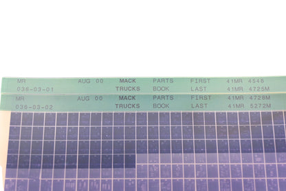 Mack MR036-03-01, MR036-03-02 Parts Book 41MR4548 - 41MR5272M Microfiche Lot of 2 NOS