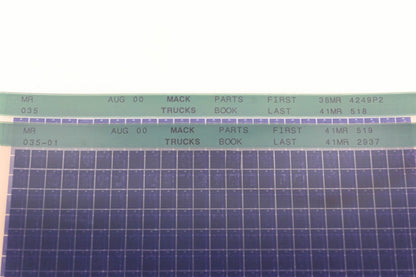 Mack MR035, MR035-01 Parts Book 387MR4249P2 -41MR2937 Microfiche Lot of 2 NOS