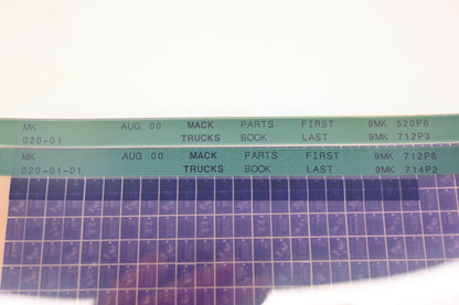 Mack MK020-01, MK020-01-01 Parts Book 9MK520P6 - 9MK714P2 Microfiche Lot of 2 NOS