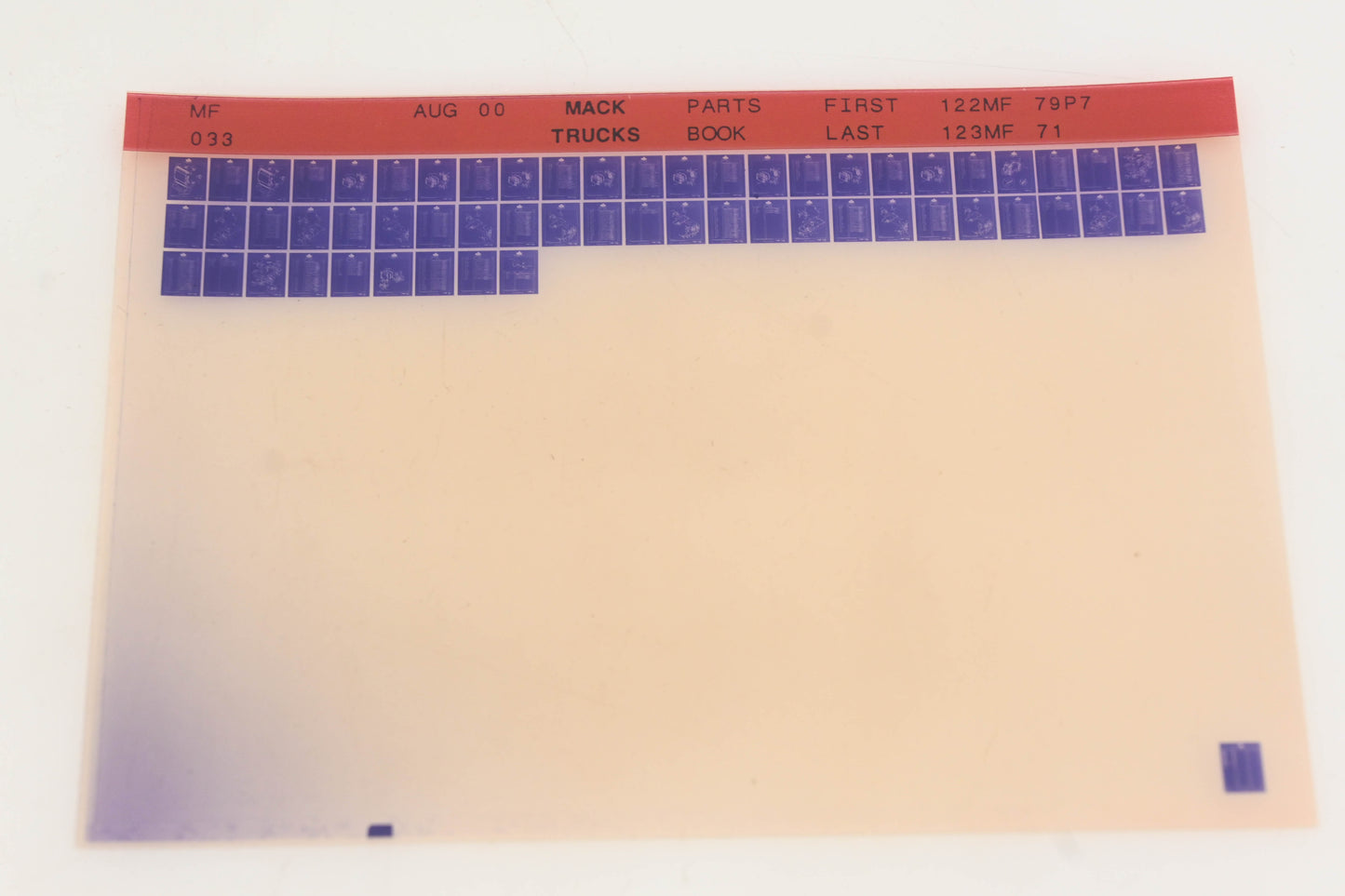 Mack MF033 Parts Book 122MF79P7 - 123MF71 Microfiche NOS