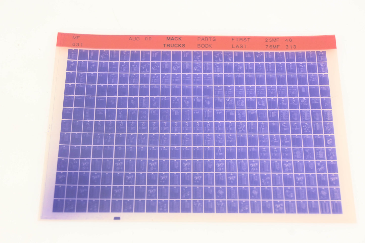 Mack MF031 Parts Book 25MF48 - 76MF313 Microfiche NOS