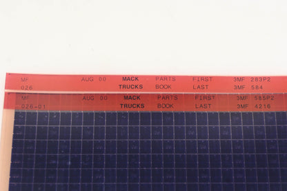 Mack MF026, MF026-01 Parts Book 3MF283P2 - 3MF4216 Microfiche Lot of 2 NOS