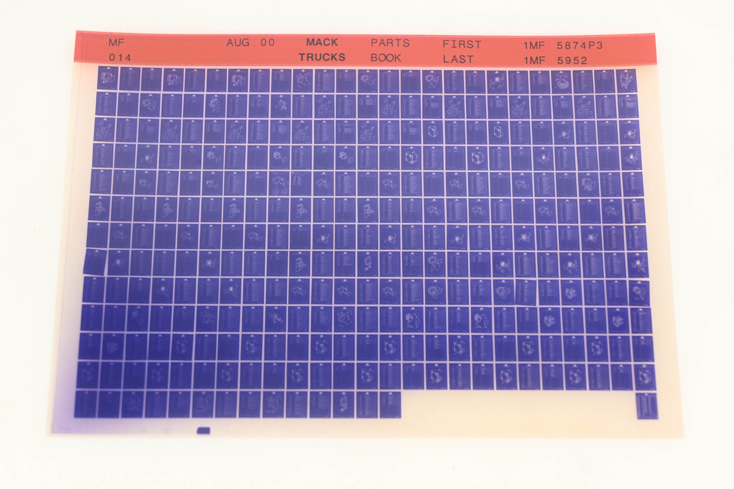 Mack MF014 Parts Book 1MF5874P3 - 1MF5952 Microfiche NOS