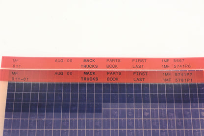 Mack MF011, MF011-01 Parts Book 1MF5667 - 1MF5781P1 Microfiche Lot of 2 NOS