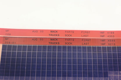 Mack MF008, MF008-01 Parts Book 1MF4198 - 1MF5215 Microfiche Lot of 2 NOS