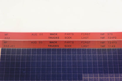 Mack MF002, MF002-01 Parts Book 1MF370 - 1MF1149 Microfiche Lot of 2 NOS