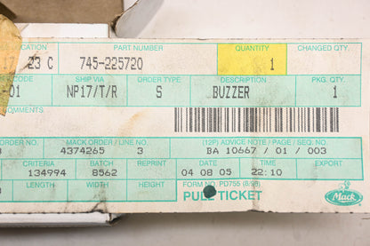 Mack 745-225720 Low Air Buzzer NOS