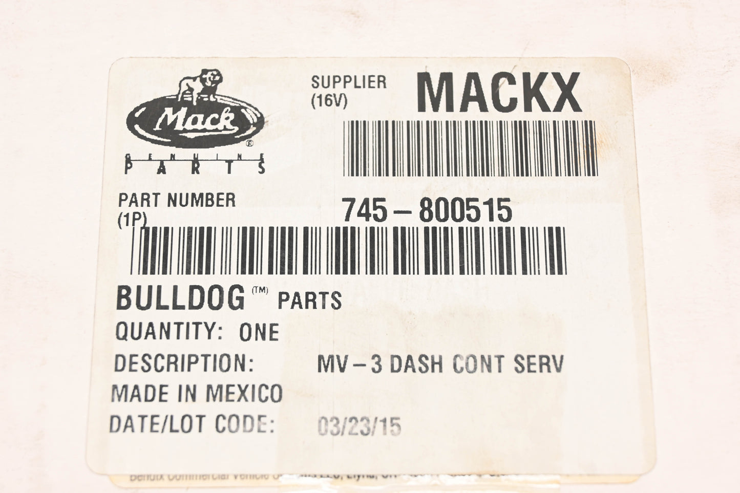 Mack 745-800515, 25155511 Bendix MV-3 Air Brake Dash Control Valve NOS