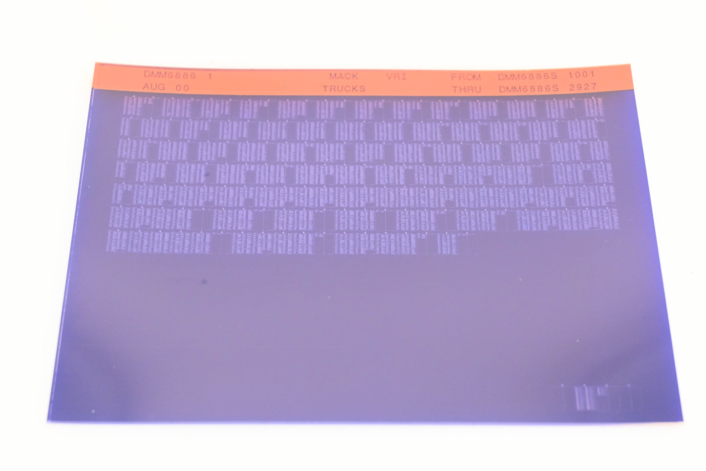 Mack DMM6886 1 DMM6886S1001 - DMM6886S2927 VRI Microfiche NOS