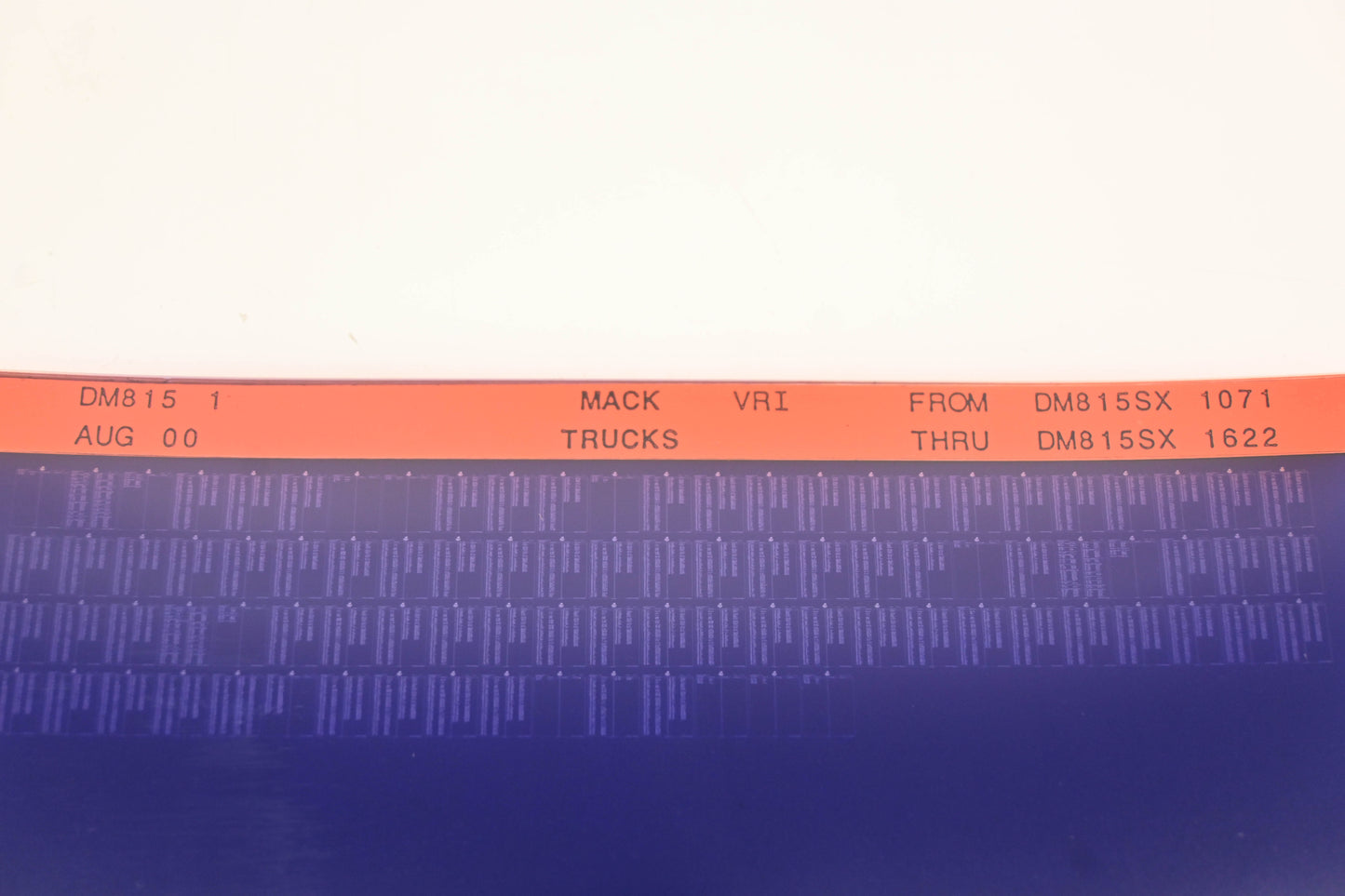 Mack DM815 1 DM815SX1071 - DM815SX1622 VRI Microfiche NOS