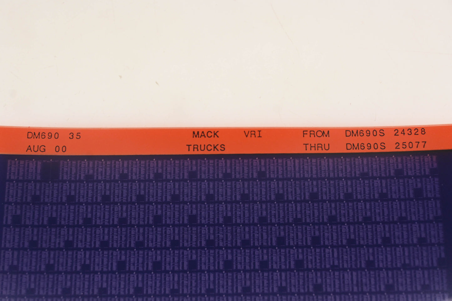 Mack DM690 35 DM690S24328 - DM690S25077 VRI Microfiche NOS