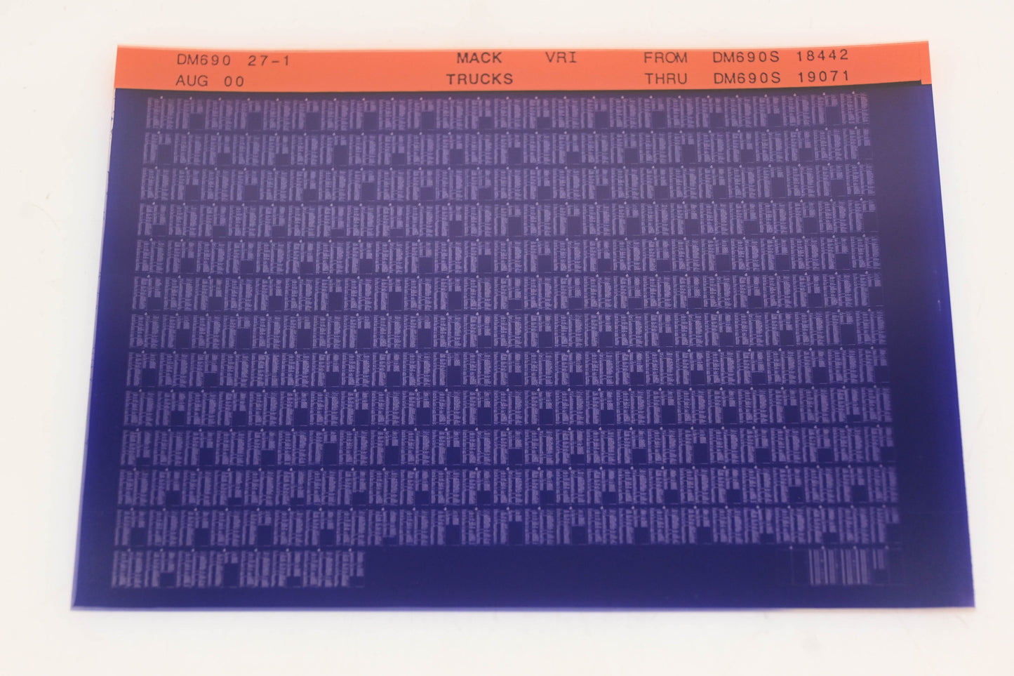 Mack DM690 27-1 DM690S18442 - DM690S19071 VRI Microfiche NOS