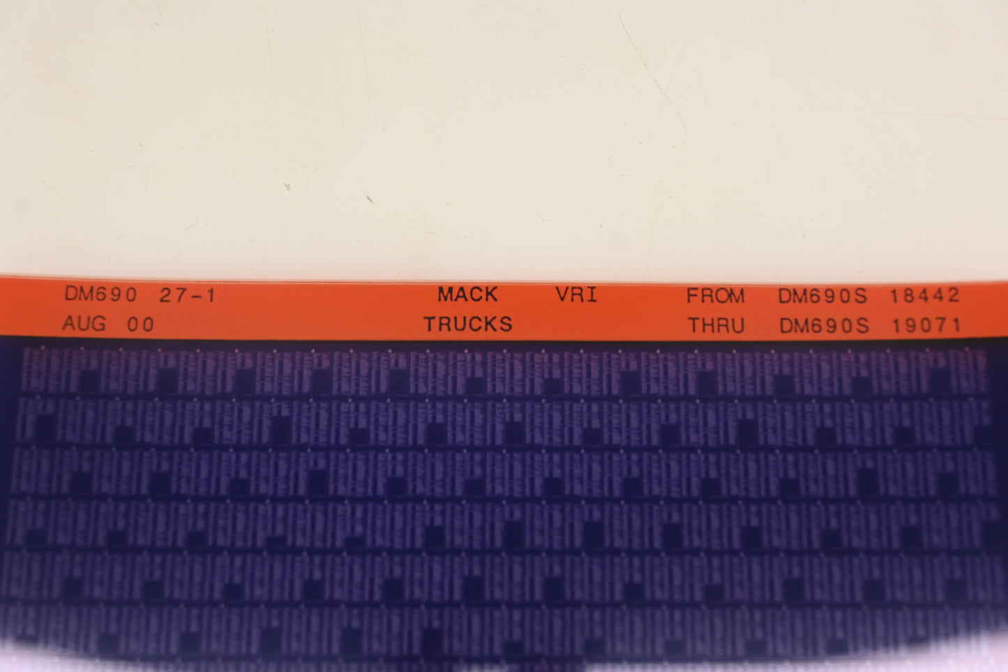 Mack DM690 27-1 DM690S18442 - DM690S19071 VRI Microfiche NOS
