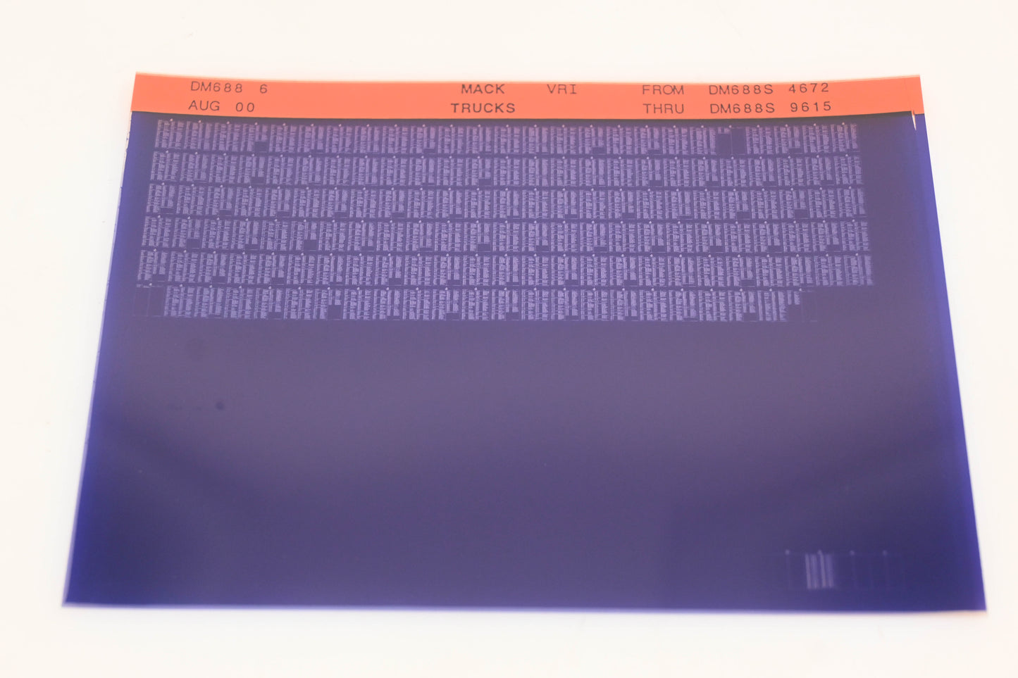 Mack DM688 6 DM688S4672 -DM688S9615 VRI Microfiche NOS